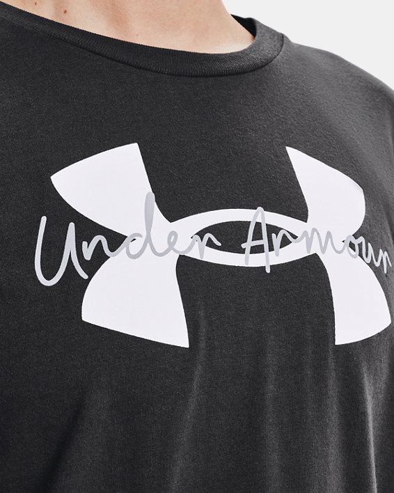 Women's UA Logo Script T-Shirt, Gray, pdpMainDesktop image number 3